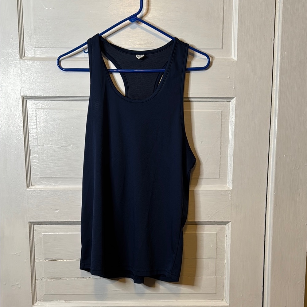 Navy Blue Tank Top with Crew Neck and Relaxed Fit